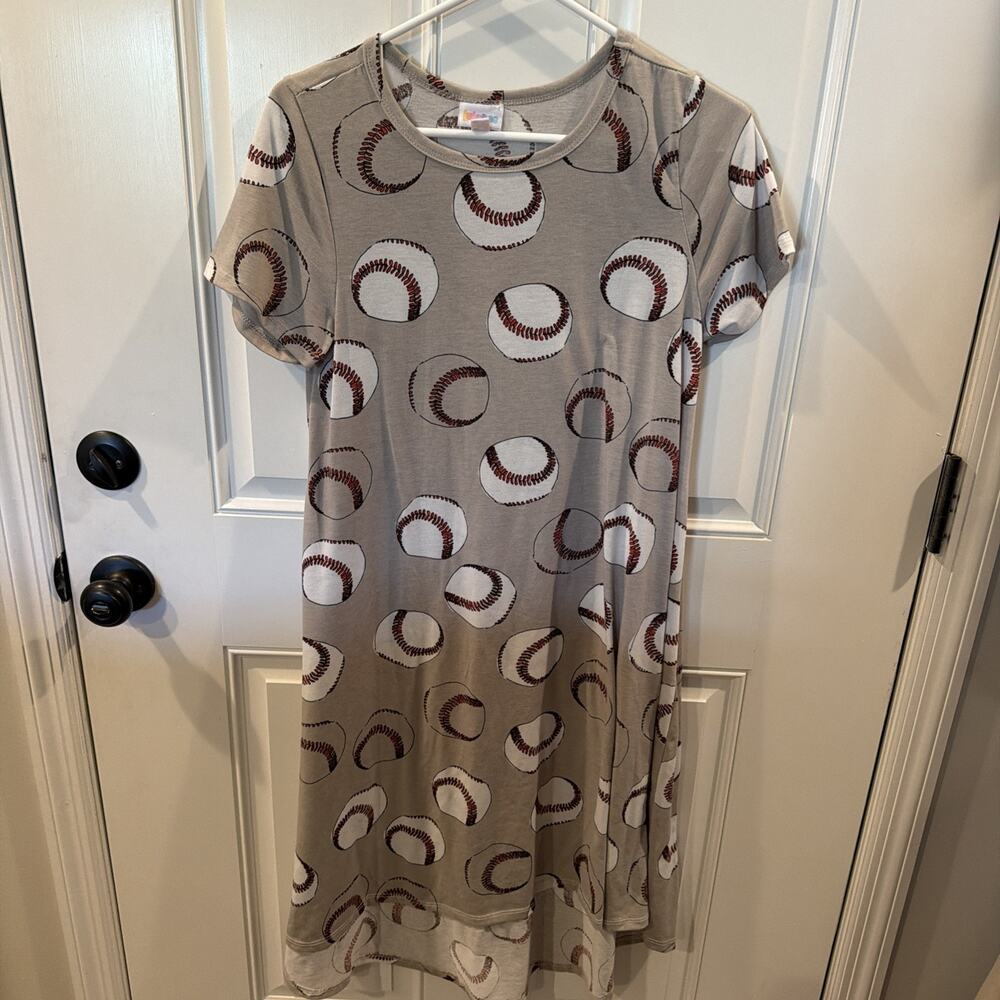 Lula Roe Carley Women’s Tan Baseball Dress XS